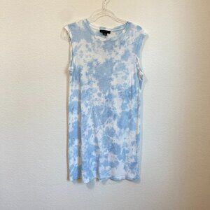 Sanctuary Easy Way Tie Dye Sleeveless T-shirt Dress in Blue and White